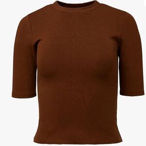 WeWoreWhat Brown 3/4” Sleeve Crew Tee